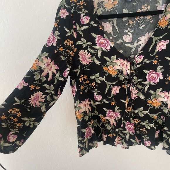 Peplum Tie Hipster Hippie Artsy Chic Boho Bohemian Trendy Artsy Party Blouse - Picture 6 of 7